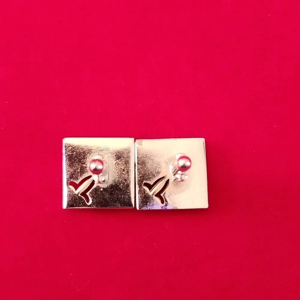Vintage Signed Swank Fleur-de-lis Sterling Silver Plated Cufflinks